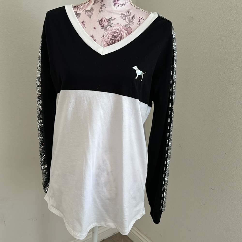 VS PINK SEQUIN HOLOGRAPHIC SHIRT